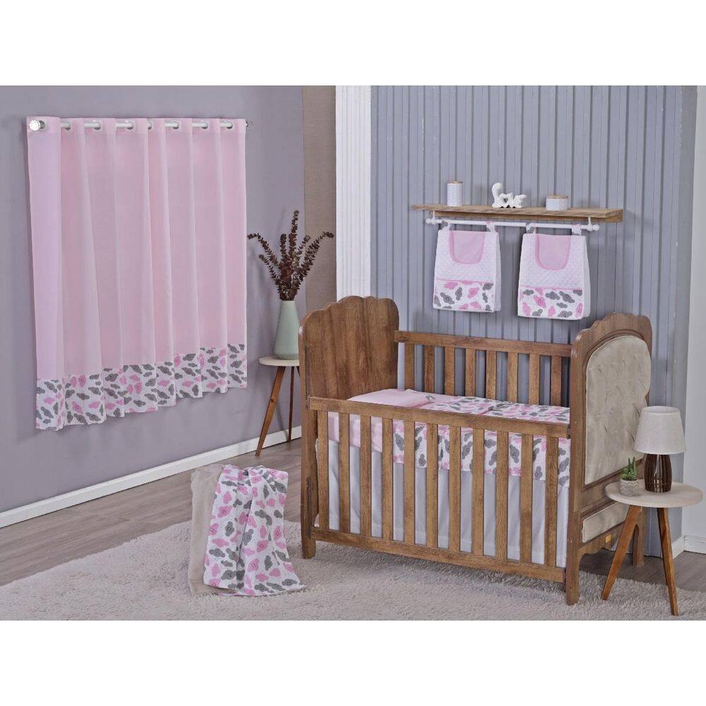 Enxoval Bebe Kit Berço Americano Cortina Algodão Menino