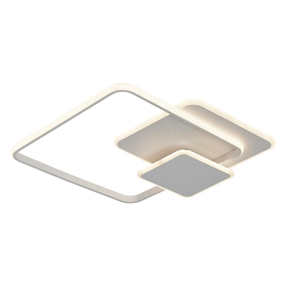 Luminaria Lustre Fixo De Teto Quadrado Branco Quente 60W