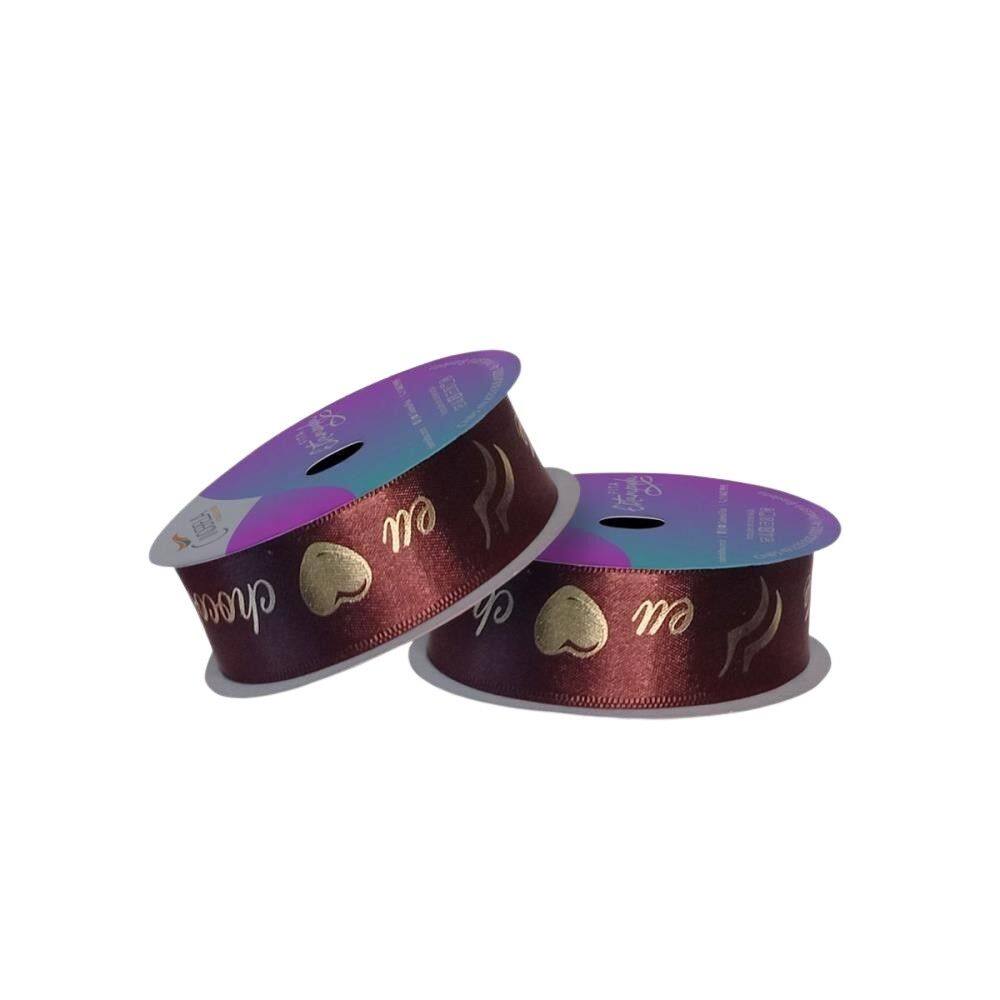Fita De Cetim Decorada 22Mm 10M Pascoa Amo Chocolate