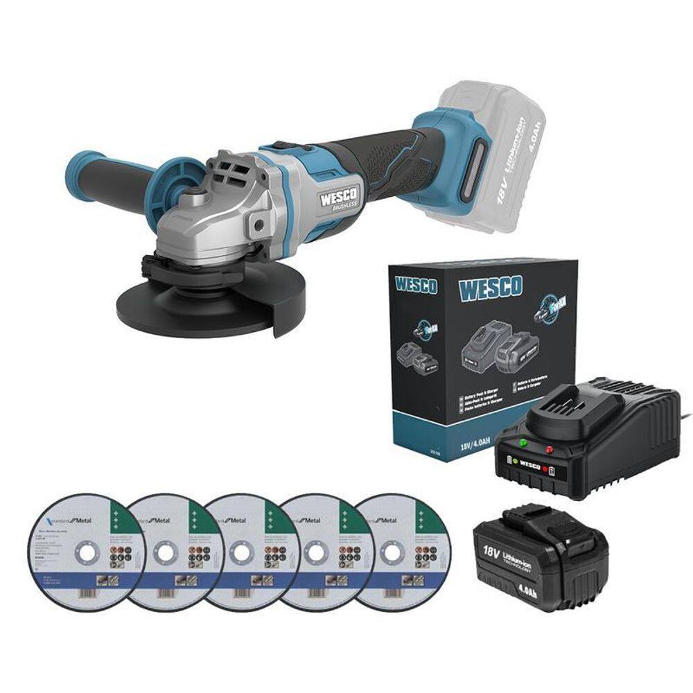 Esmerilhadeira Brush Ws2890 125Mm 18V Wesco + 1Bat 4A Carreg