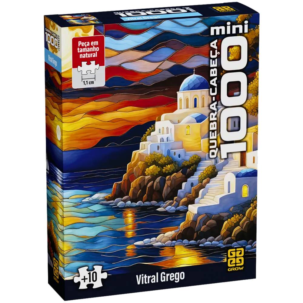 Mini Quebra Cabeça Puzzle 1000 peças Vitral Grego Grow