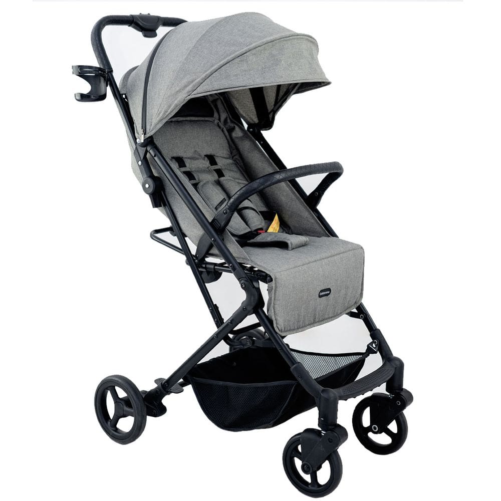 Carrinho de Bebê Galzerano Kira Berço Passeio Reclinável Leve Compacto Dobrável Para Viagem 0 a 22 Kg Cinza