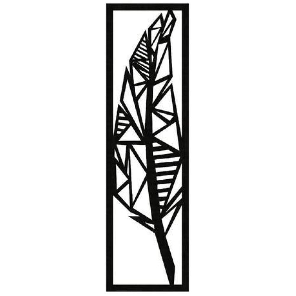 Quadro Decorativo Preto Mdf Folhas De Bananeira 40X20Cm