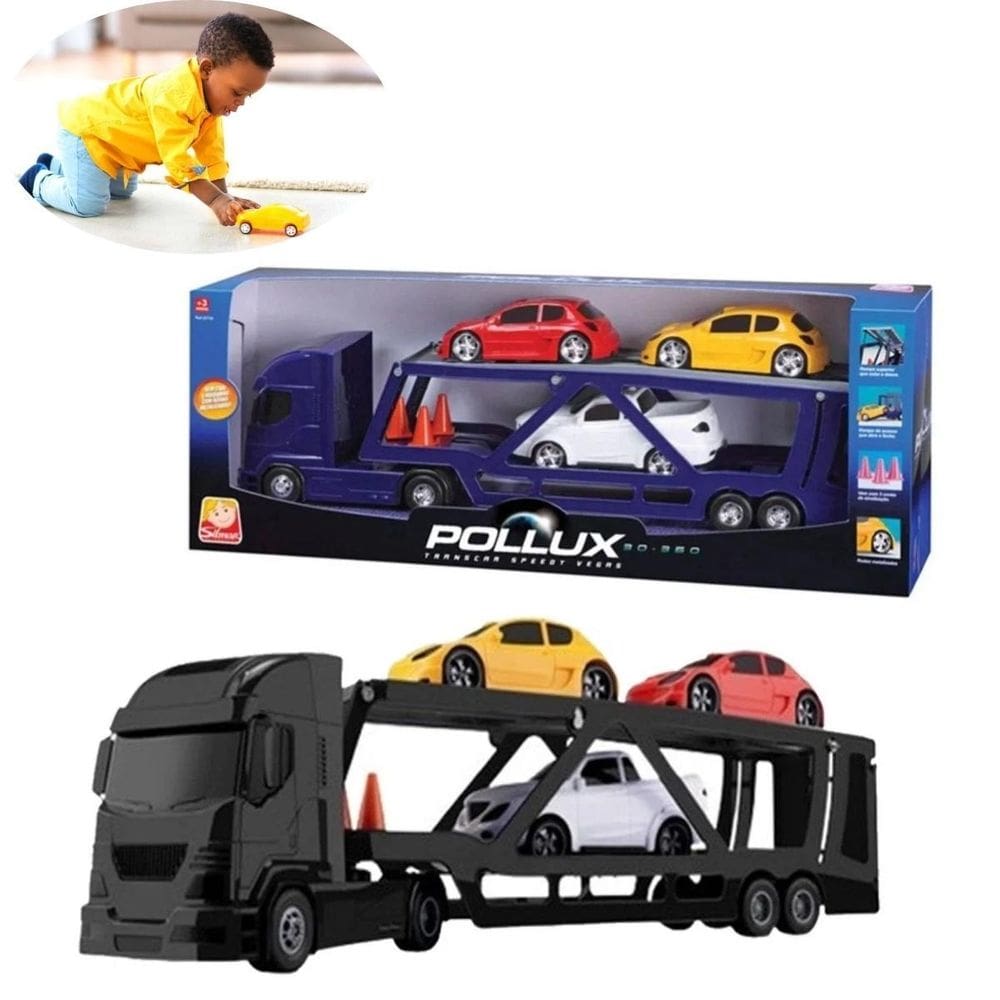 Brinquedo Kit Caminhão Cegonha E 3 Carros Garantia