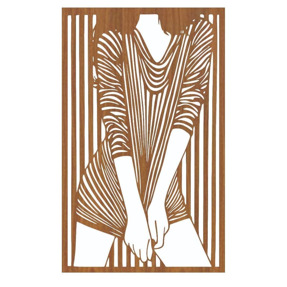 Quadro Decorativo Mdf Carvalho Mulher Com Vestido 40X20Cm