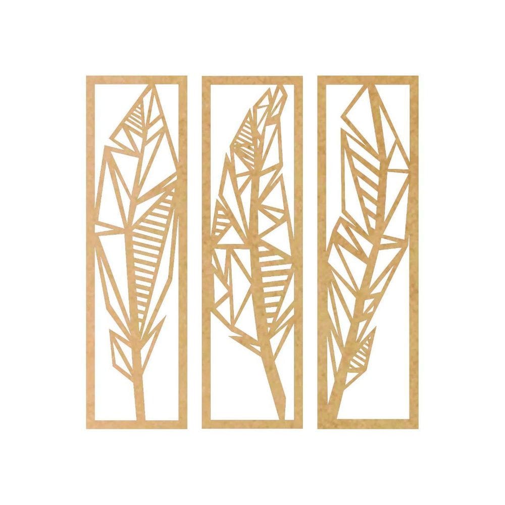 Quadro Decorativo Mdf Cru Folhas De Bananeira 40X20Cm