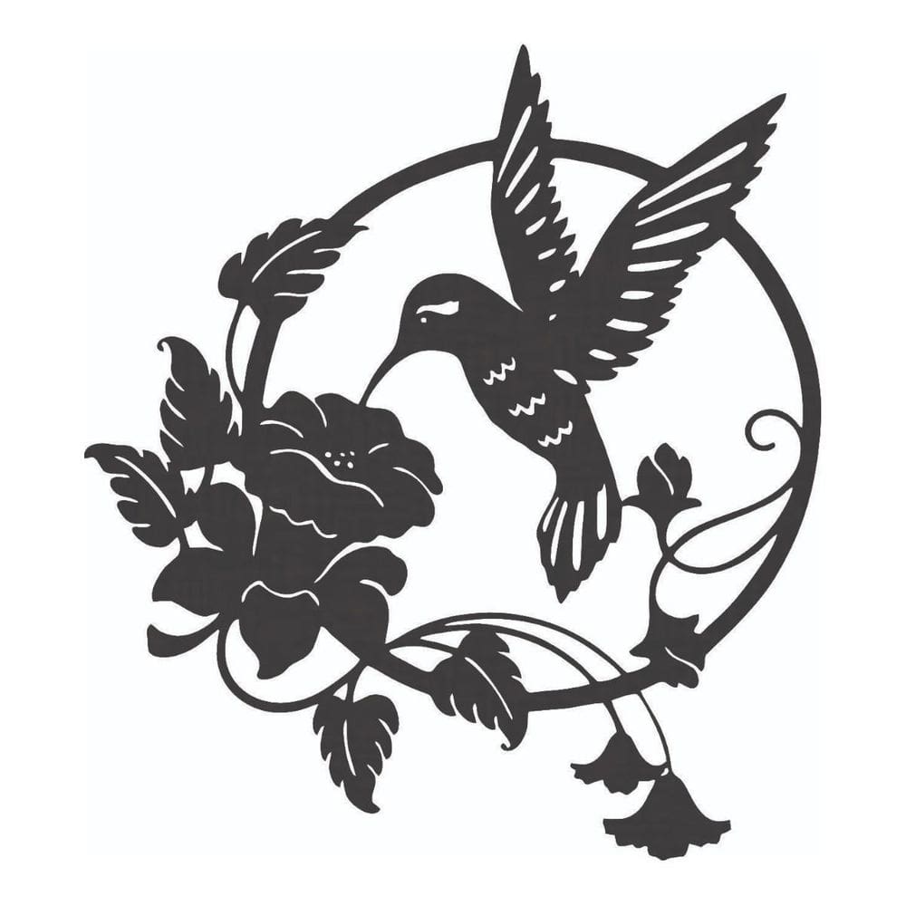 Quadro Decorativo Mdf Preto Beija-Flor 40X20Cm