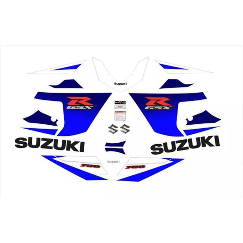 Kit Adesivos Emblemas Suzuki Gsxr 750 2005 Moto Azul/Branca