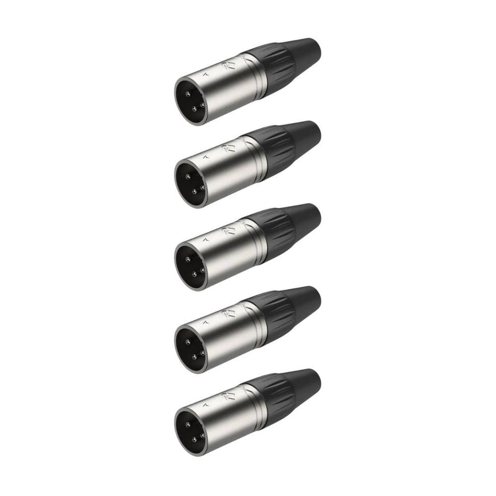 Kit 5 Plug Xlr Macho Metal 3 Vias Roxtone