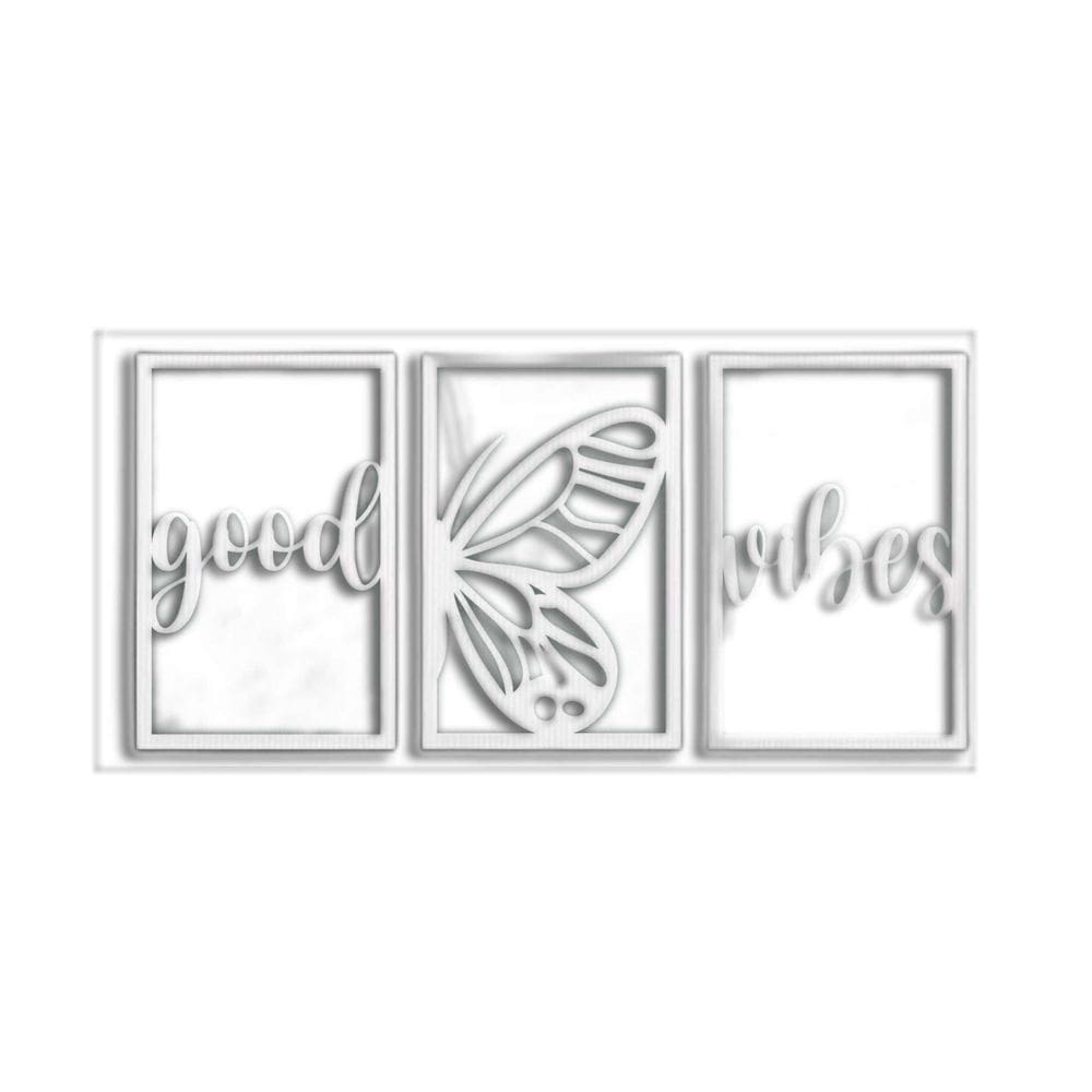 Quadro Decorativo Branco Mdf Good Vibes 40X20Cm