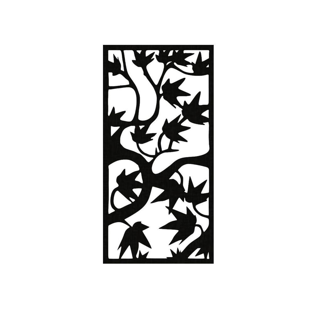 Quadro Decorativo Preto Mdf Folhas Selvagens 40X20Cm