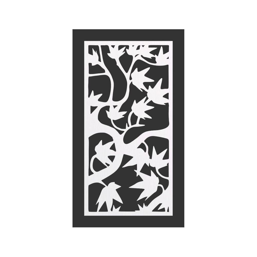 Quadro Decorativo Branco Mdf Folhas Selvagens 40X20Cm