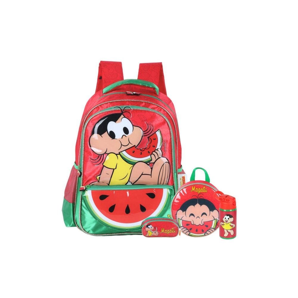Kit Turma Da Monica Mochila Lancheira Estojo Garrafa