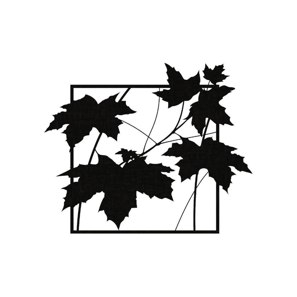 Quadro Decorativo Preto Mdf Folhas Secas 40X20Cm