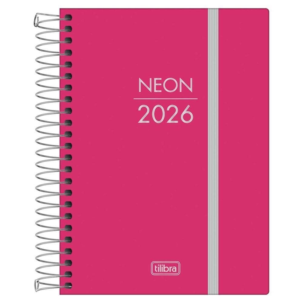 Agenda Diária 2026 Espiral M4 176Fls Neon Rosa Tilibra