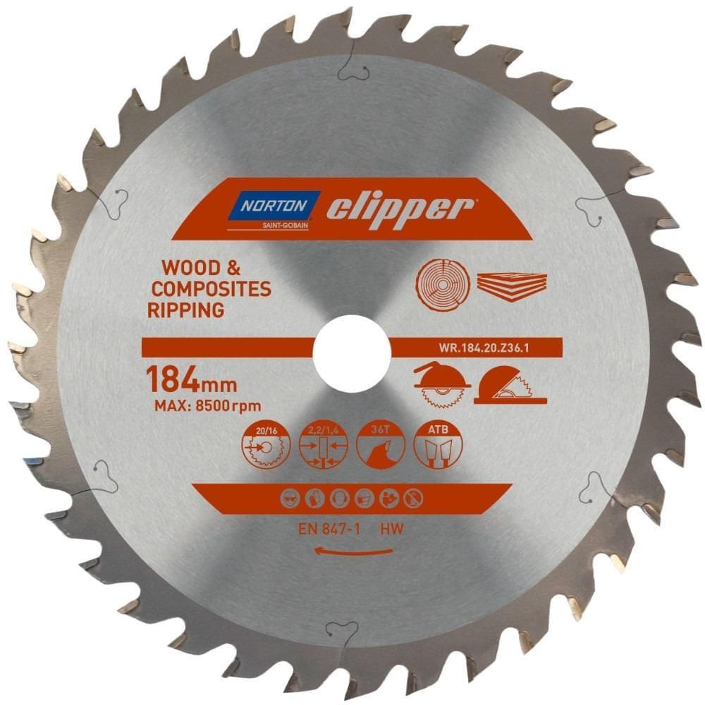 Disco De Serra Para Madeira 184 X 20 Mm 36 Dentes - Norton