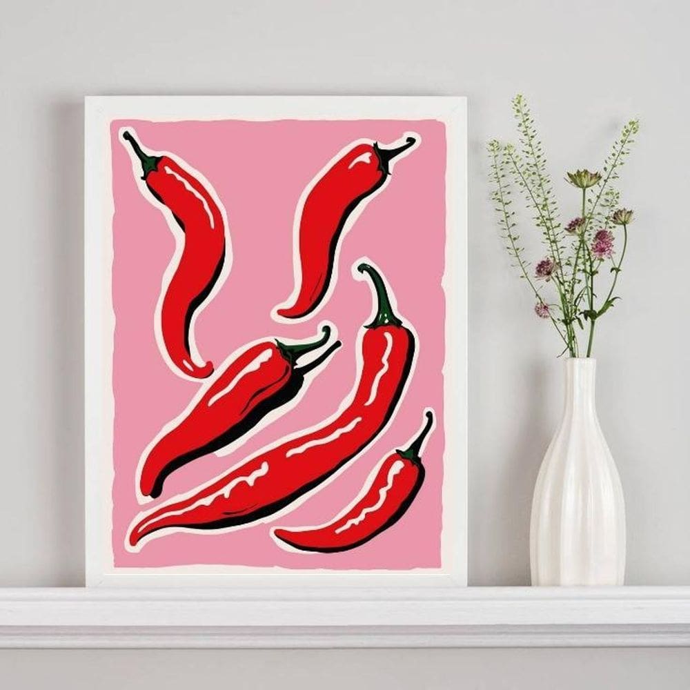 Quadro Decorativo Para Cozinha Pimentas 45X34Cm