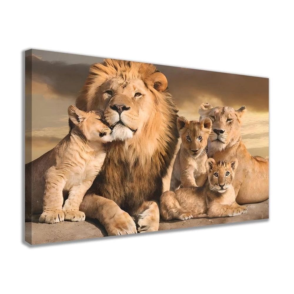 Quadro Decoração De Parede Sala Quarto Casal Leões Filhotes