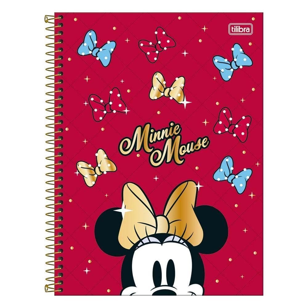 Caderno Univ 10 Matérias 160Fl Minnie Mouse Vermelho Tilibra