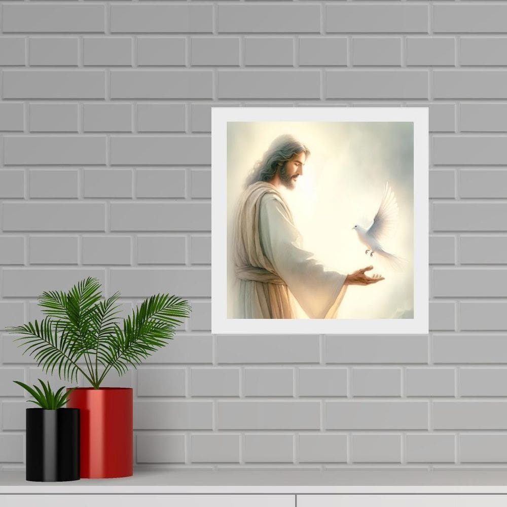 Quadro Quadrado Jesus E Espírito Santo - 33X33Cm