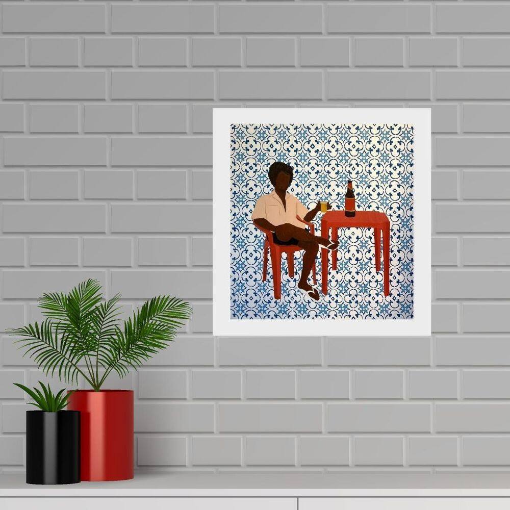 Quadro Quadrado Homem Boteco - 33X33Cm