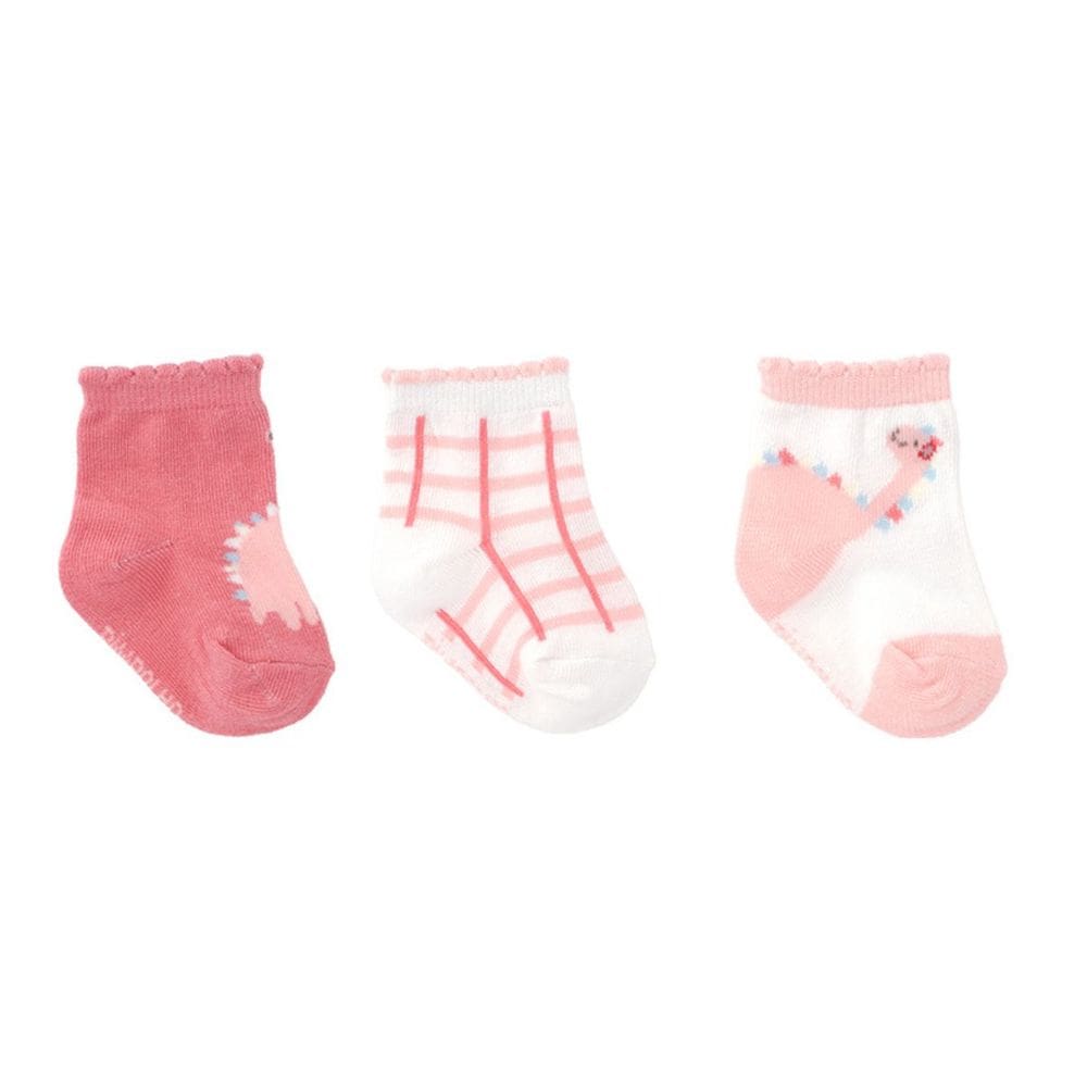 Kit Meia Colorida Bebê C/3 Pares TAG00-15 Dino Rosa-Pimpolho