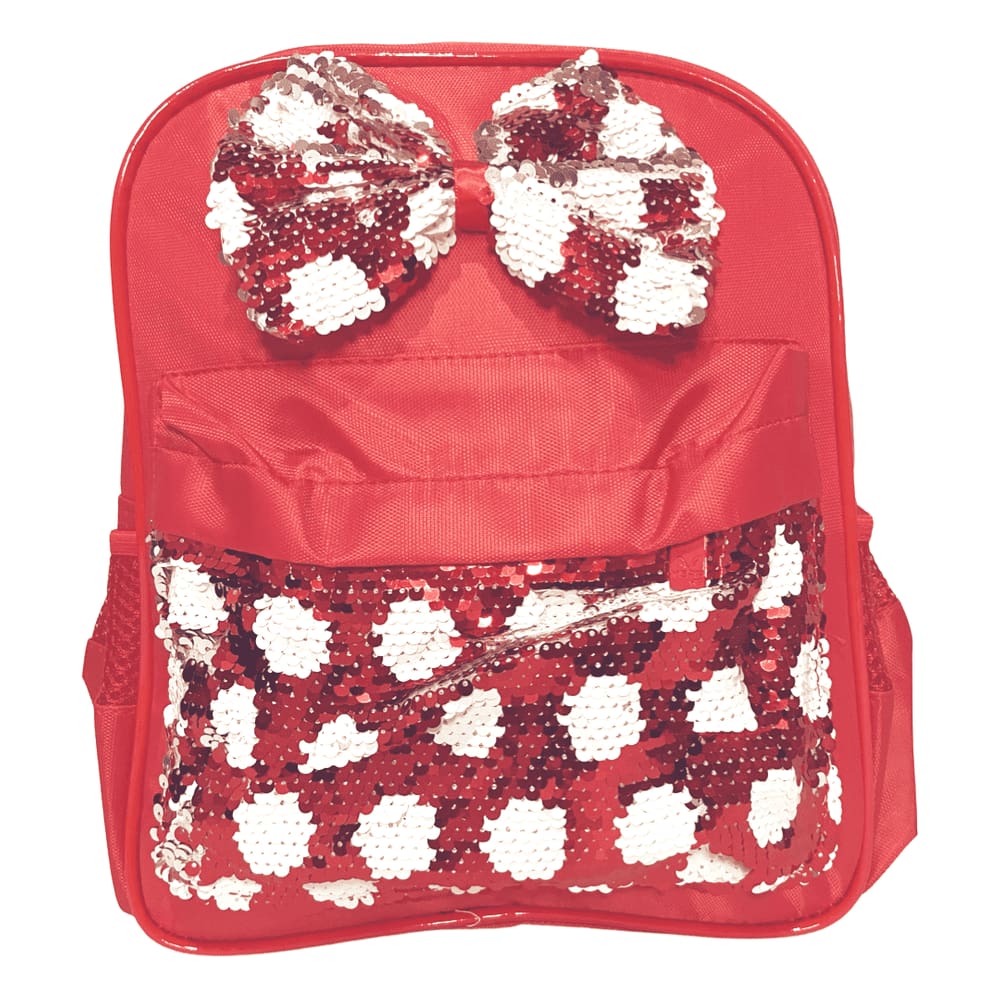 Mochila Infantil Poá Com Laço De Lantejoulas Magicas