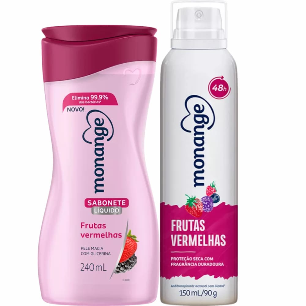 Kit Sabonete Líquido + Aerossol Monange Frutas Vermelhas