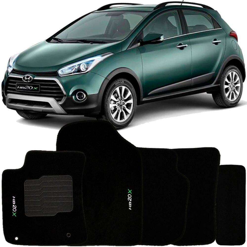 Jogo de Tapete Automotivo Carpete Hb20X 2013 à 2019 Soft Logo Bordado 5 Peças