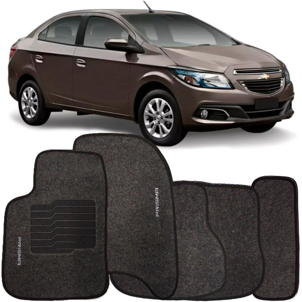 Jogo de Tapete Automotivo Carpete Chevrolet Prisma 2013 à 2019 Soft Logo Bordado 5 Peças