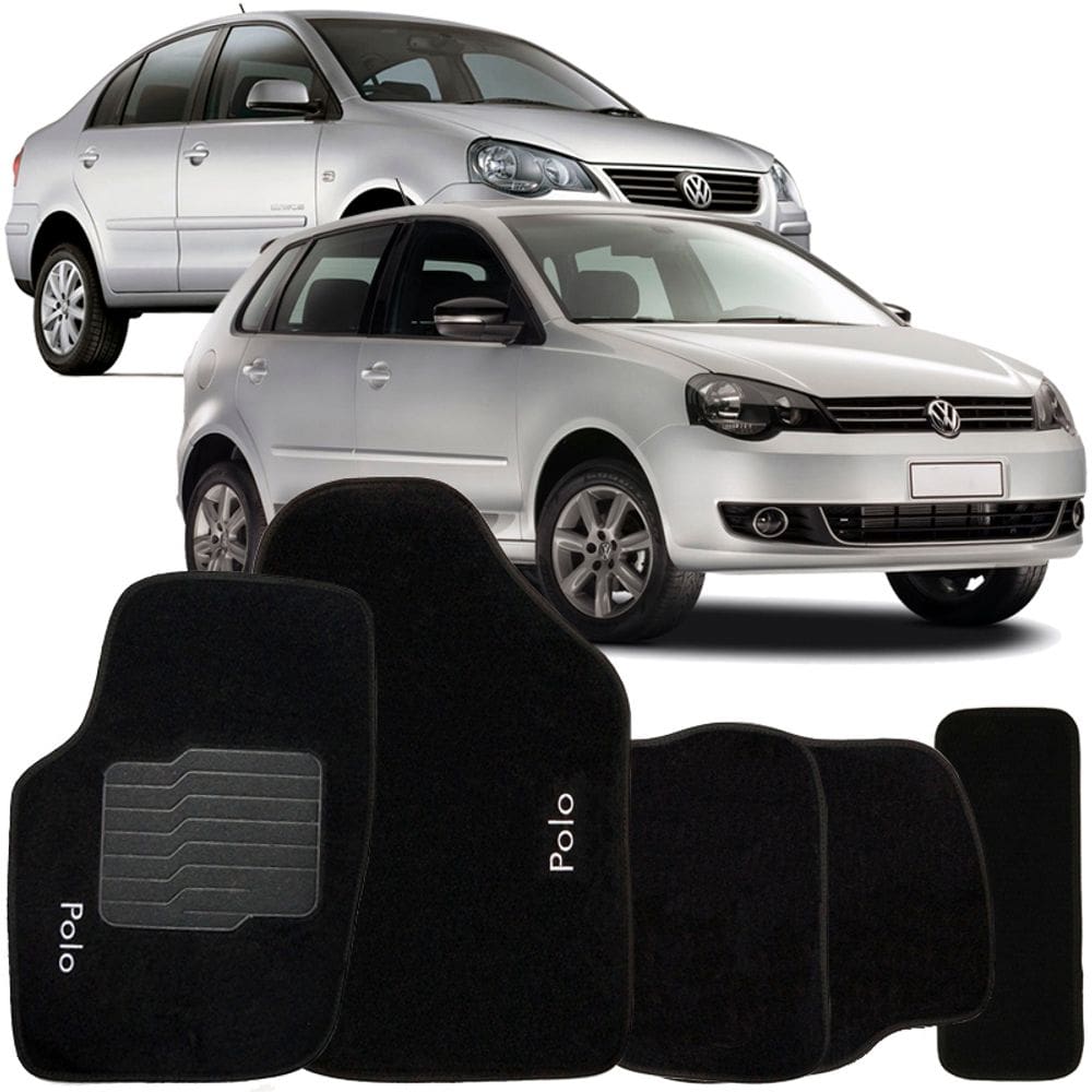 Jogo de Tapete Automotivo Carpete Polo 2003 à 2015 Soft Logo Bordado 5 Peças
