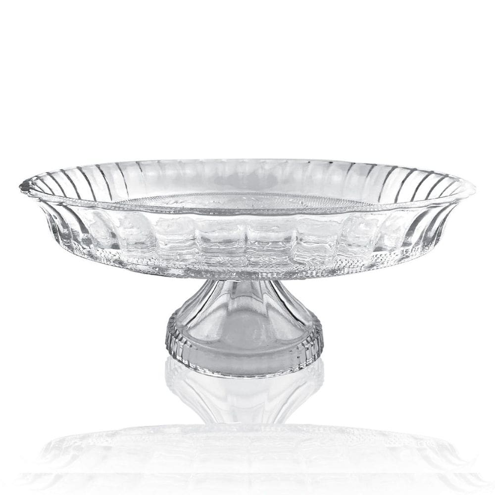 Centro de Mesa com Pé Vidro Decorado Tripoli Luxo 30cm - Lehaví