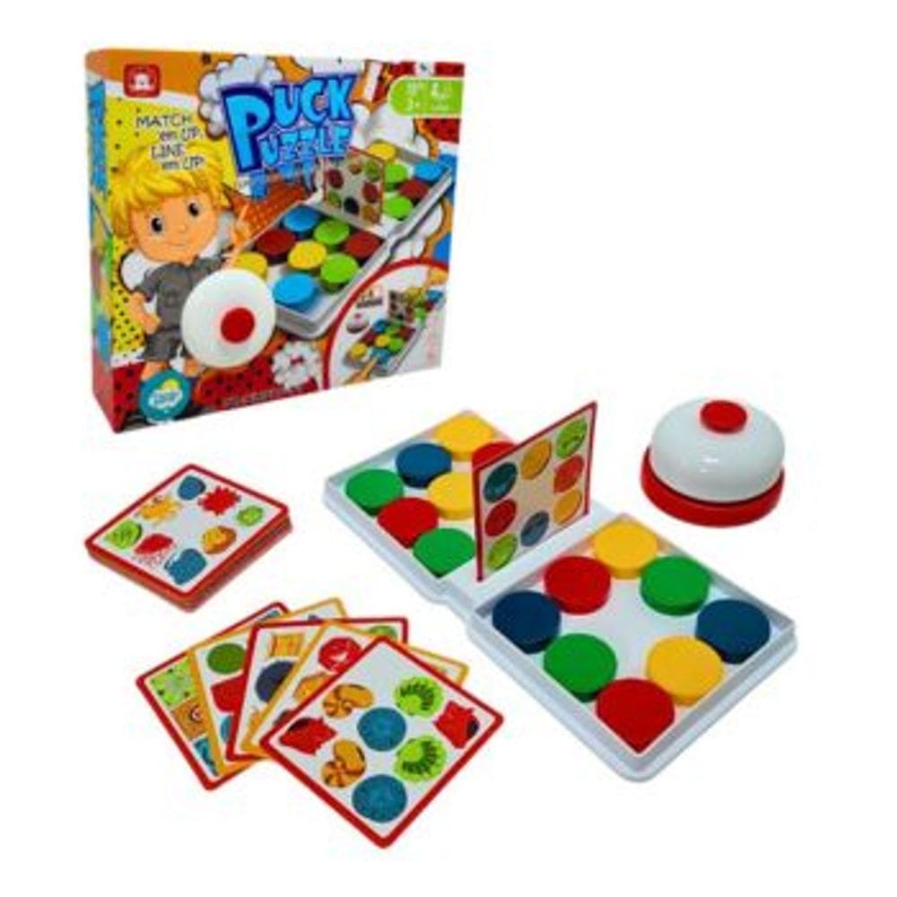 Jogo de Mesa Cores Nettoy Puck Puzzle Desafio com Discos Coloridos Brinquedo Educativo Divertido