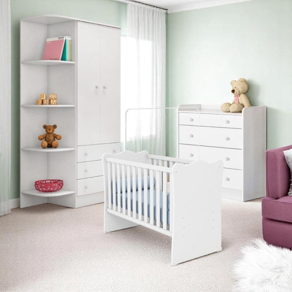 1Berco Doce Sonho Branco (1.5) + 2523Comoda Com Trocador Doce Sonho(2523.5) + 825G. Roupa Inf. 2Pts Doce Sonho(825.5)