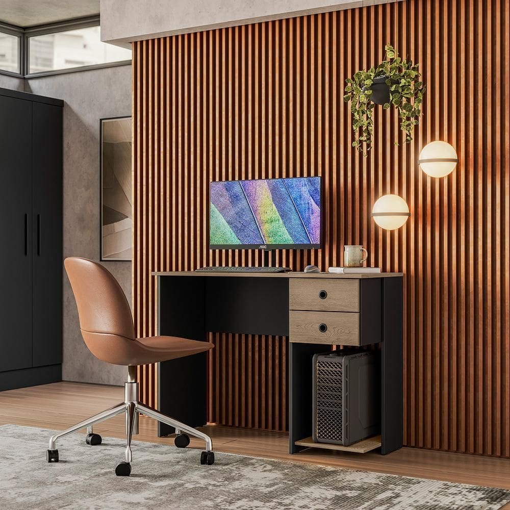 4115 - Mesa Escrivaninha Preto Fosco/Carvalho Toq Rust (4115.90)