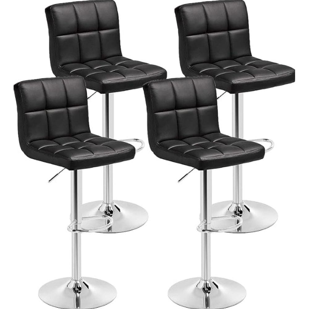Kit 4 Banquetas Alta Cozinha Bar Balcão Bancada Americana Giratória Gomos PU - PRETA