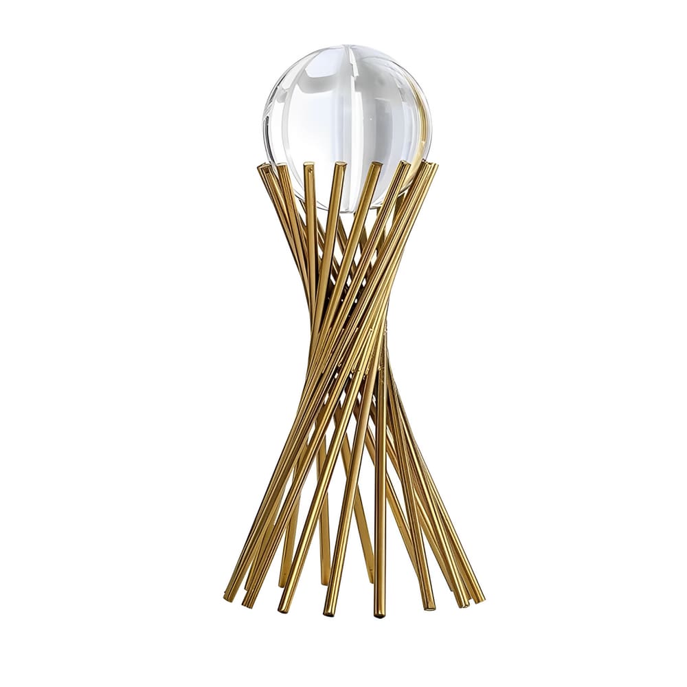 Enfeite Globo de Cristal com Estrutura de Metal - Decoração Moderna e Elegante 28cm