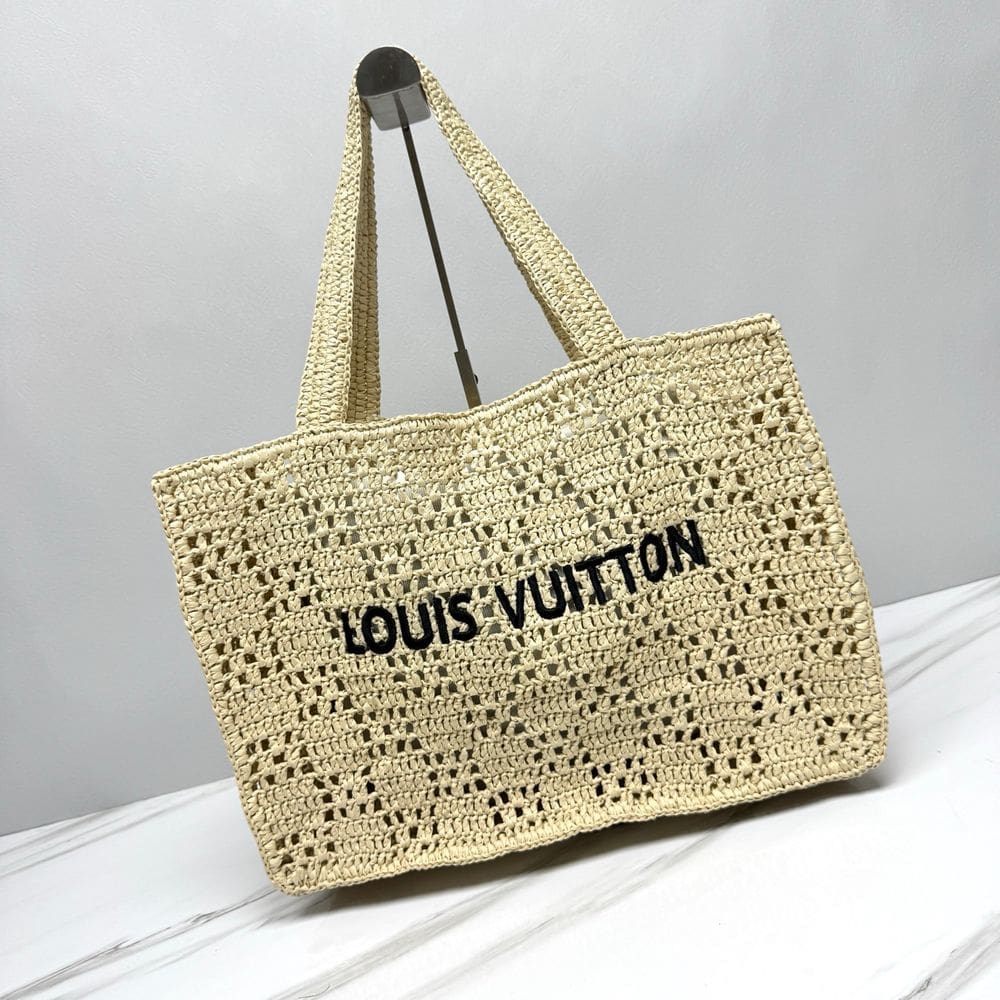 Bolsa de tecido artesanal Louis Vuitton de grande capacidade para mulheres