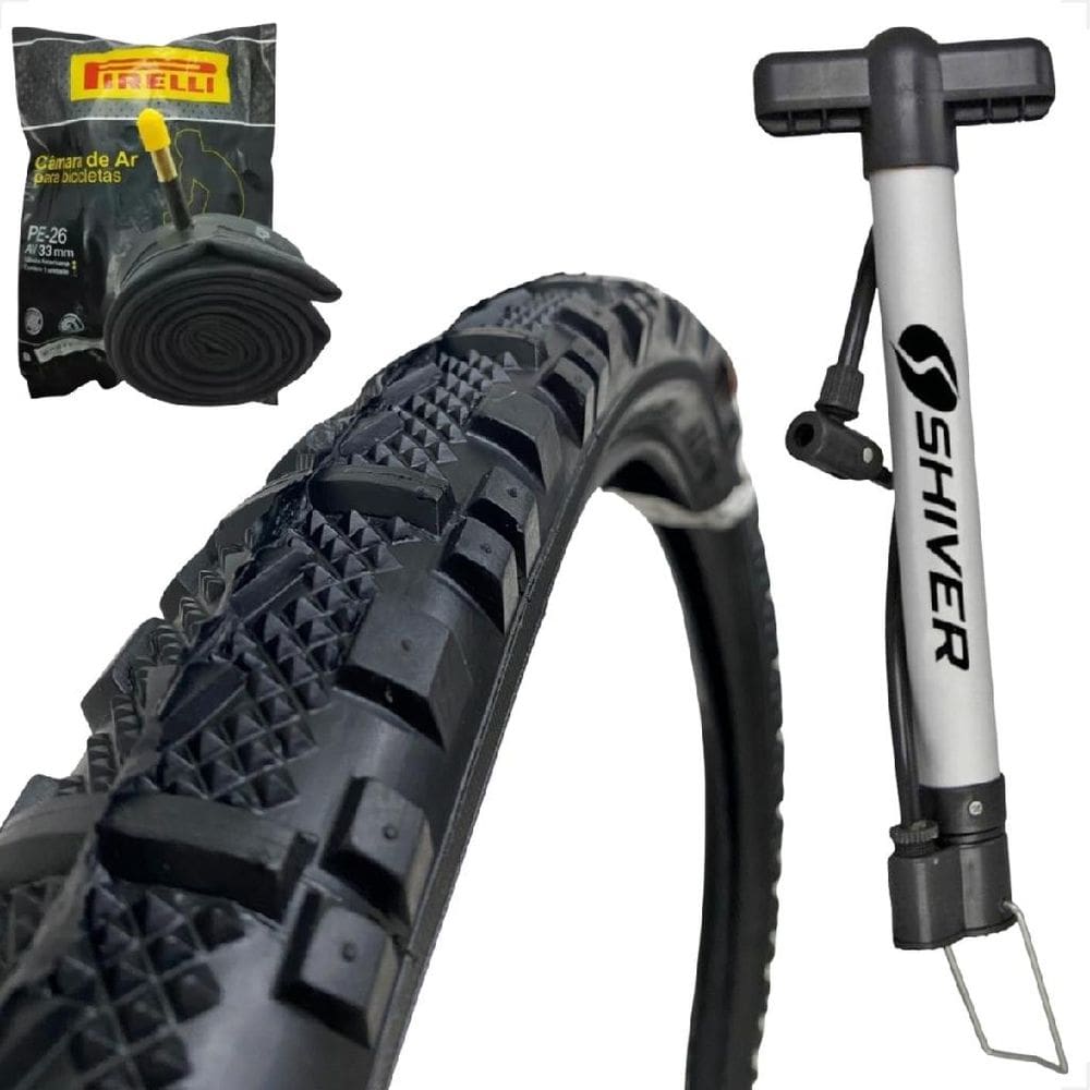 Pneu Bike Bicicleta Mtb Shiver Misto Aro 26 x 2.125 Kenda K847 + camara 26 pirelli + bombinha de ar