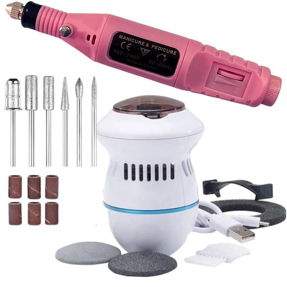 Lixador Unha Elétrico + Lixador Pe Calos Kit 2 Ferramentas