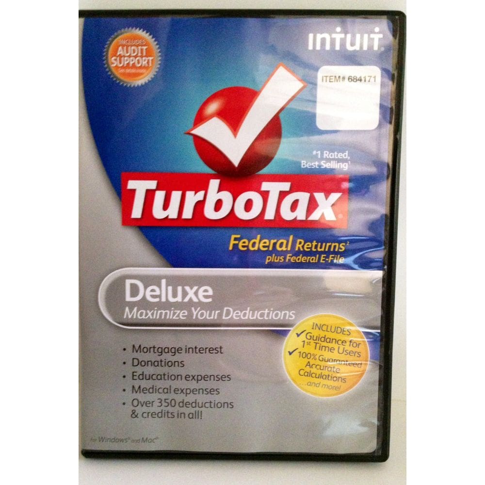 Arquivo eletrônico do Software Intuit Turbo Tax Deluxe Federal + 2012
