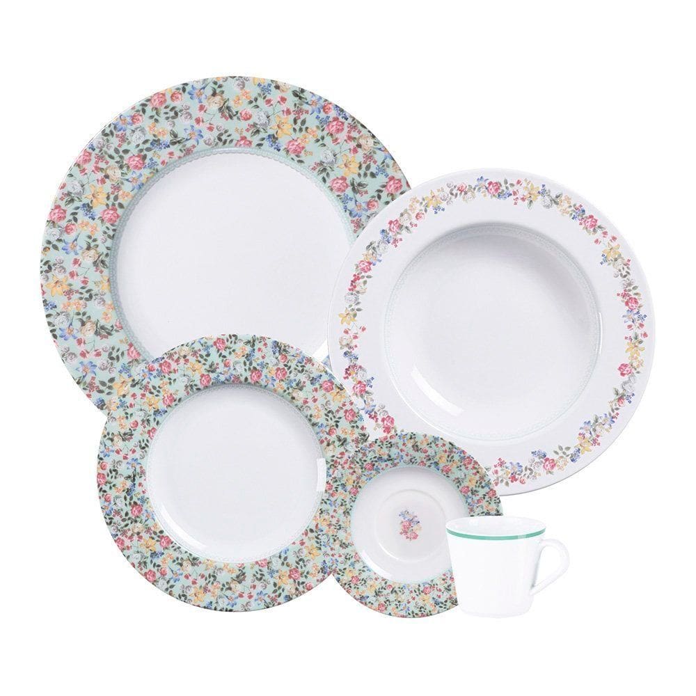 Aparelho de Jantar Tramontina Dalina 30 Peças em Porcelana Decorada
