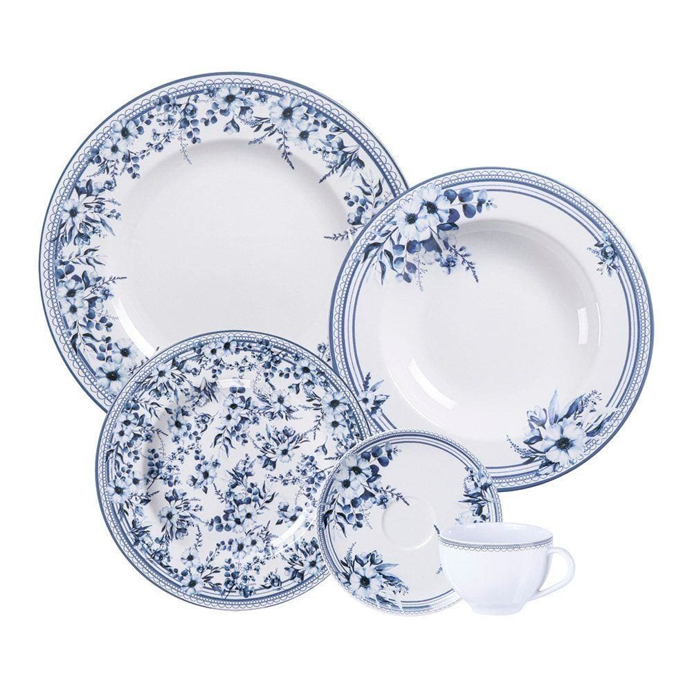 Aparelho de Jantar Tramontina Azzura 30 Peças em Porcelana Decorada