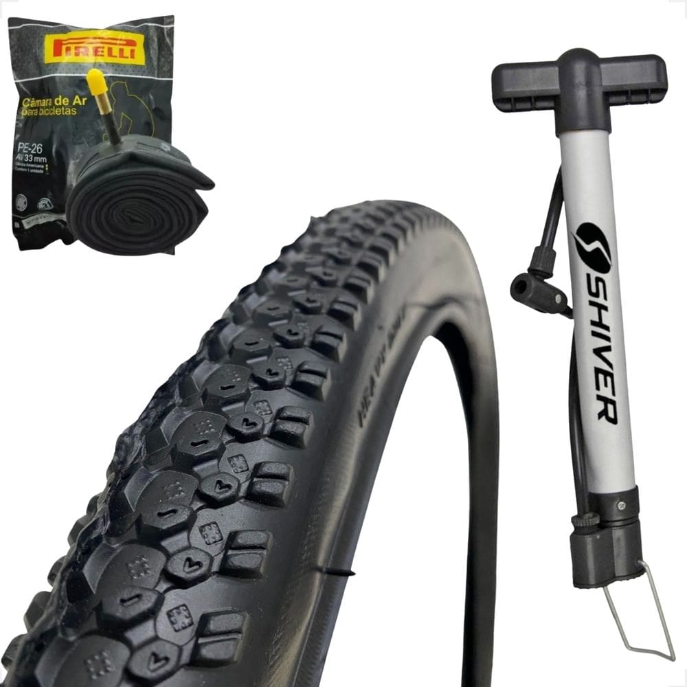 Pneu Bike Bicicleta Mtb Shiver Scorpion Excess Aro 26 x 1.95 banda leve Camara pirelli bomba de ar
