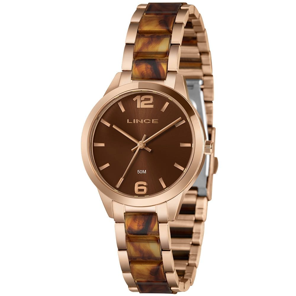 Relógio LINCE feminino mesclado marrom rosê LRT4806L36 N2RN