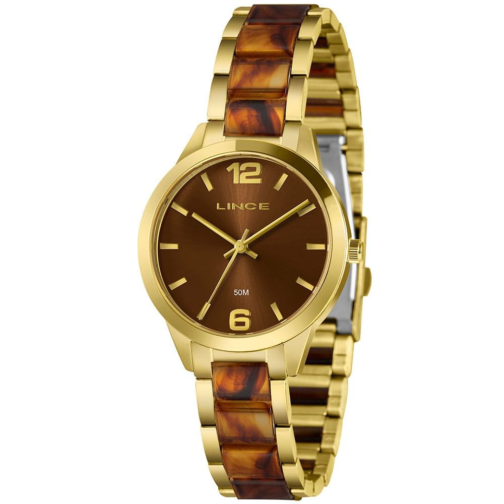 Relógio LINCE feminino mesclado marrom dourado LRT4799L36 N2KN