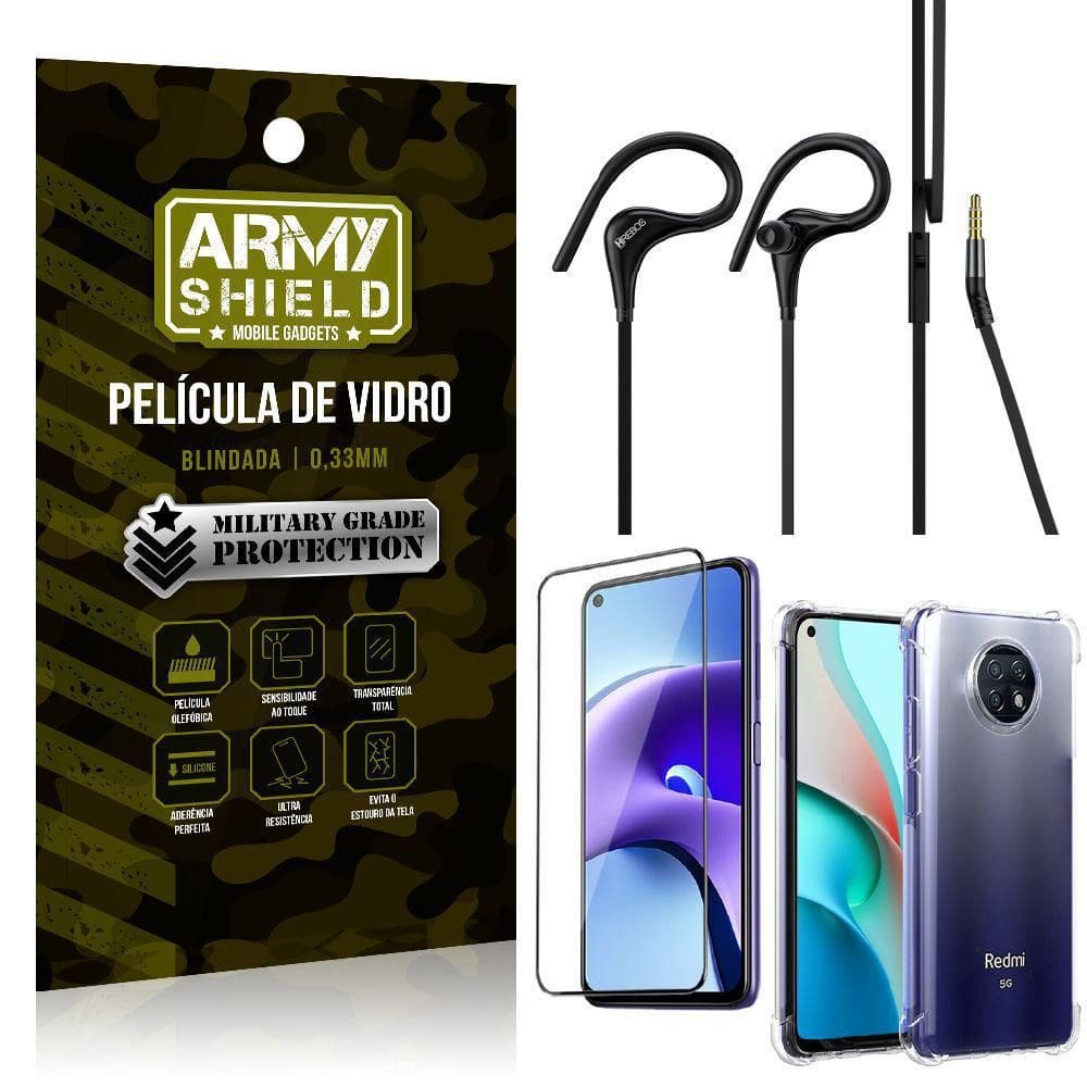 Capa + Película 3D RedmiNote9T + Fone Sport Hs135