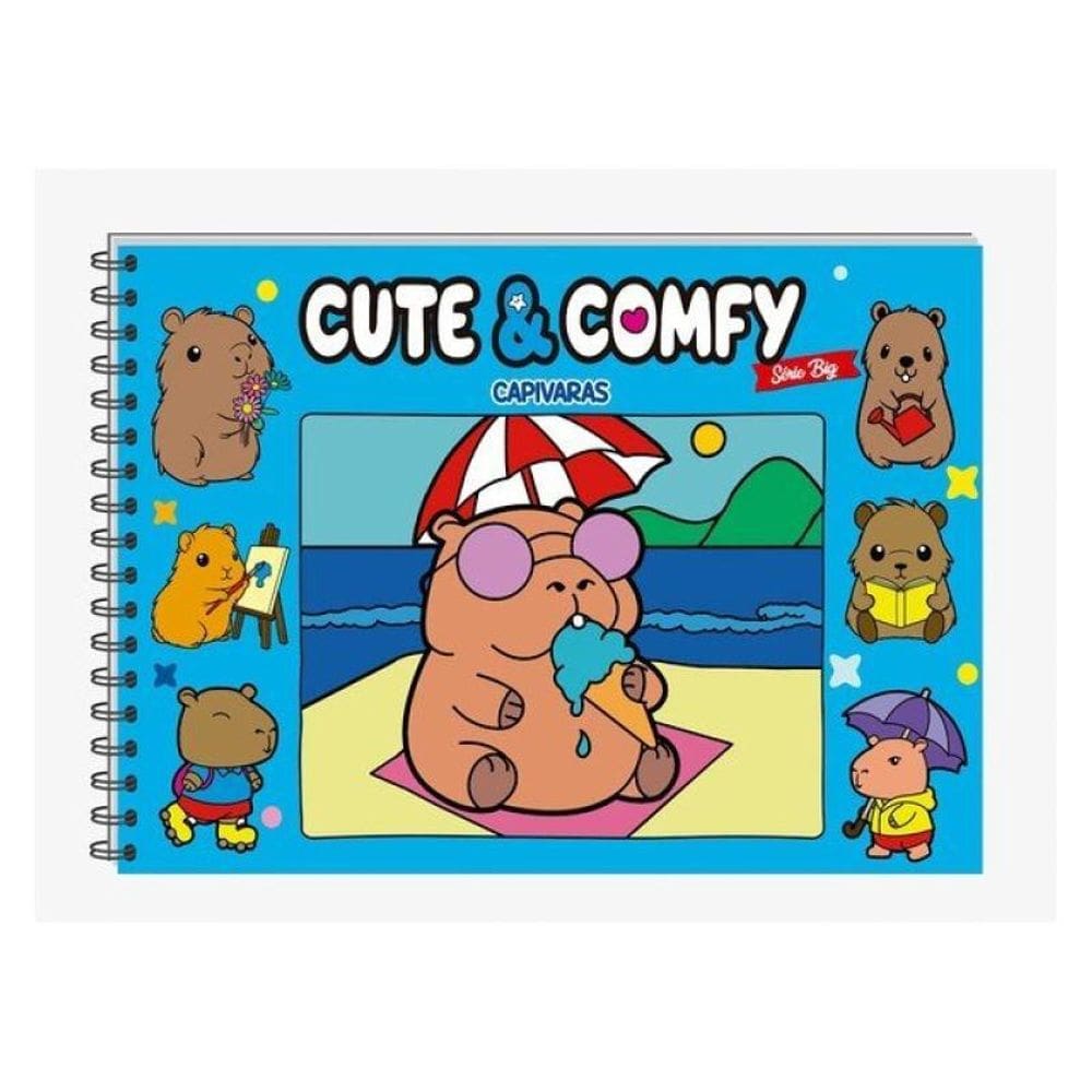 Cute & Comfy Série Big - Capivaras - Livro De Colorir Adulto - Capa Dura Holográfica