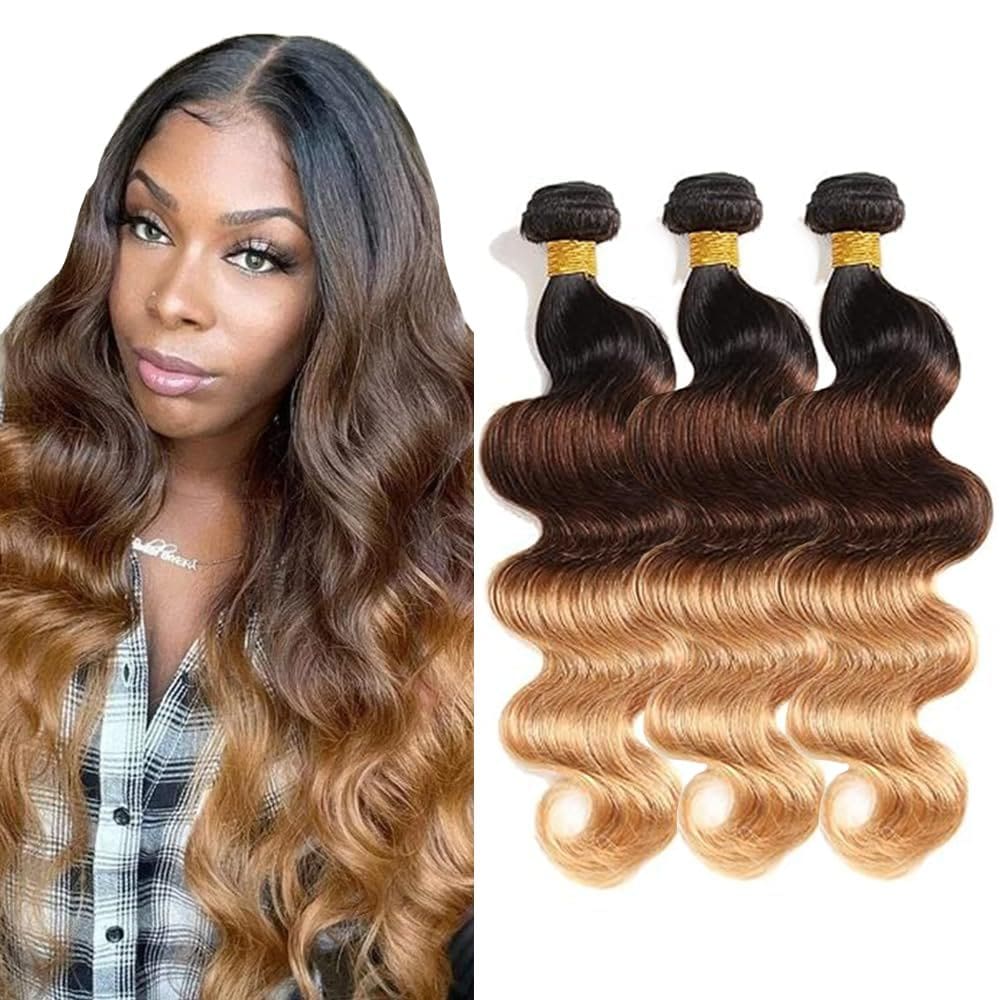 #4 Bundles Human Hair CnumGunm Body Wave T1B/4/27 Brown 60 cm