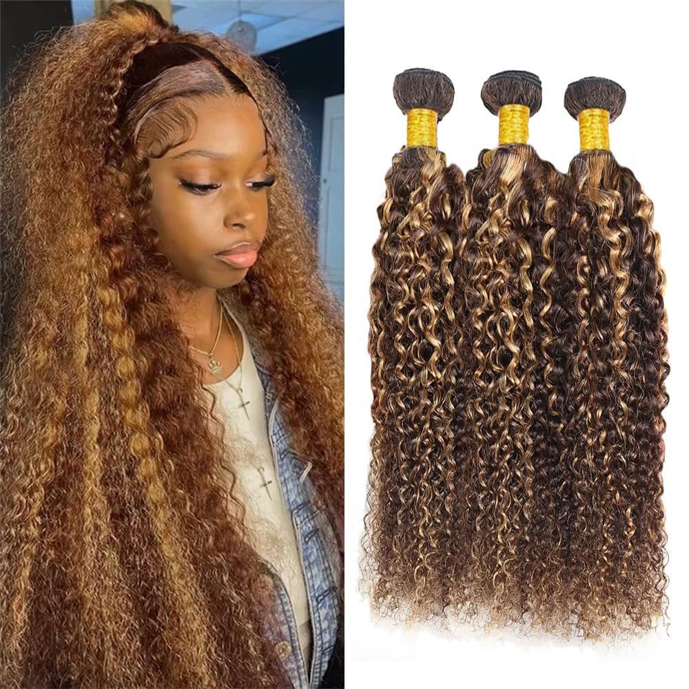 Pacotes de cabelo Dokksiiia Kinky Curly P4/27 Piano Color 45/50/55cm